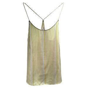 Victorias Secret Yellow & White Striped Satin Camisole Racer Back Tank Top Sz XS